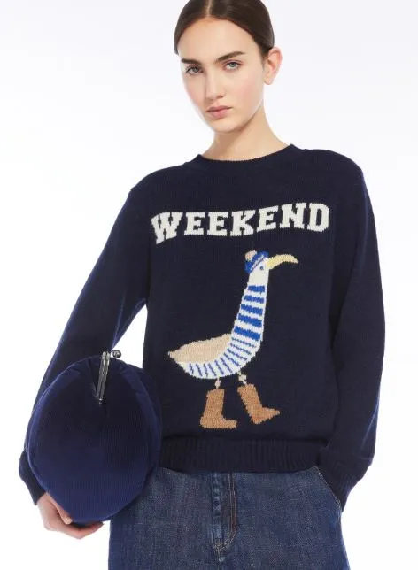 -Max Mara Weekend Maglia intarsiata in alpaca e lana OMBROSA Avio