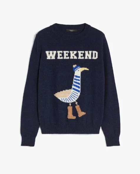 -Max Mara Weekend Maglia intarsiata in alpaca e lana OMBROSA Avio