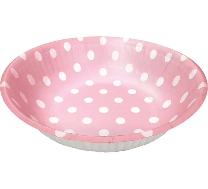 6 ciotole rosa con pois bianchi