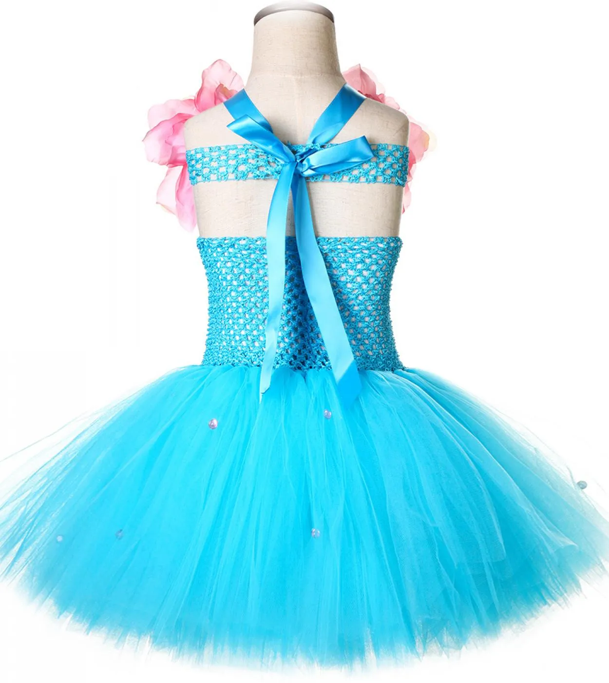 Abito da principessa a forma di sirena a fiori per bambina, vestito da compleanno per bambini, costume da cameriera di mare per