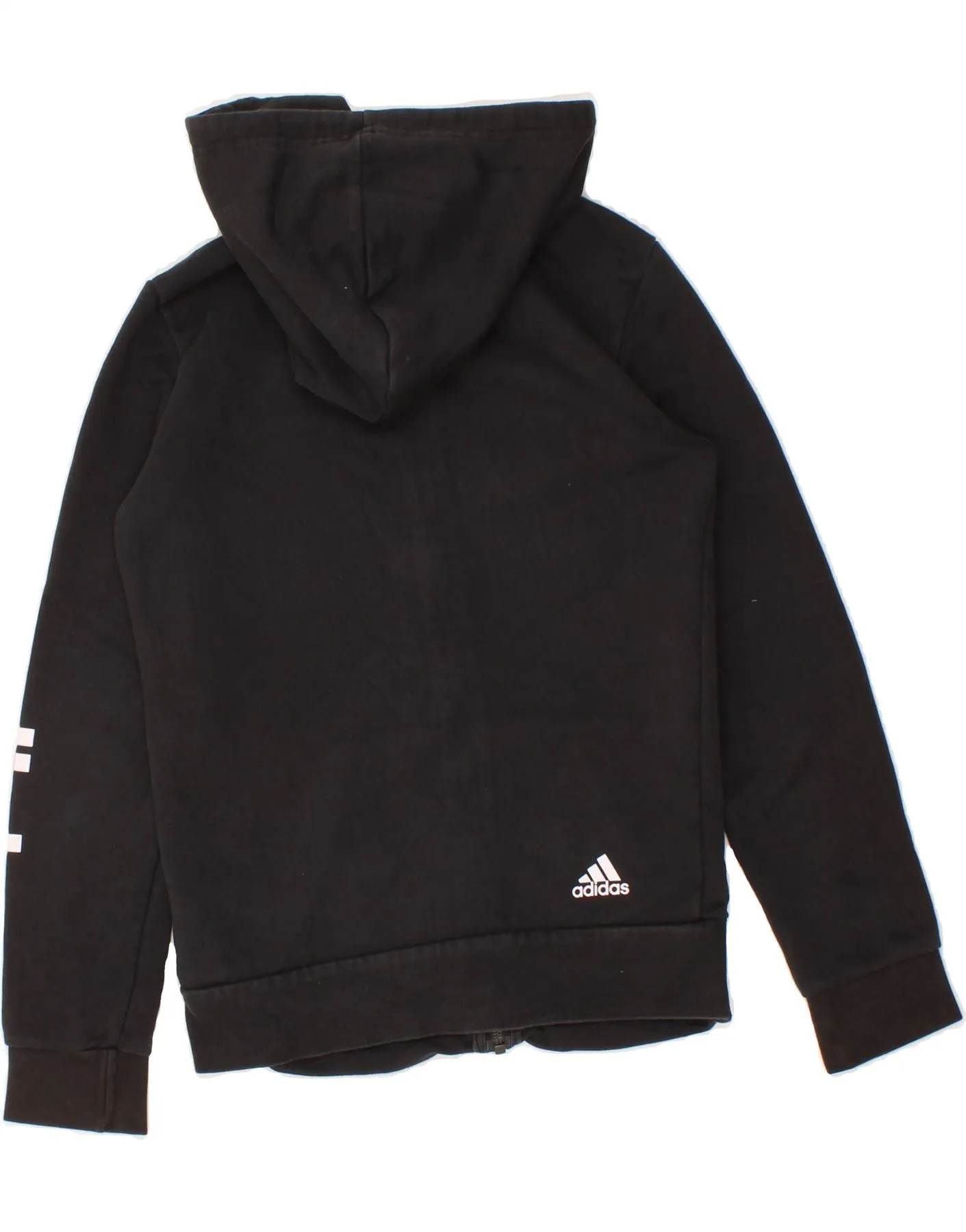 ADIDAS Womens Graphic Zip Hoodie Sweater UK 8/10 Small Black Cotton