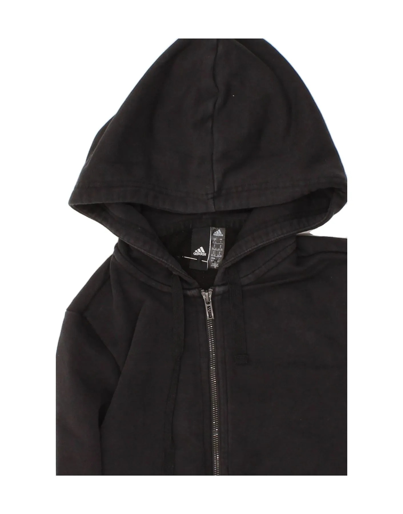ADIDAS Womens Graphic Zip Hoodie Sweater UK 8/10 Small Black Cotton