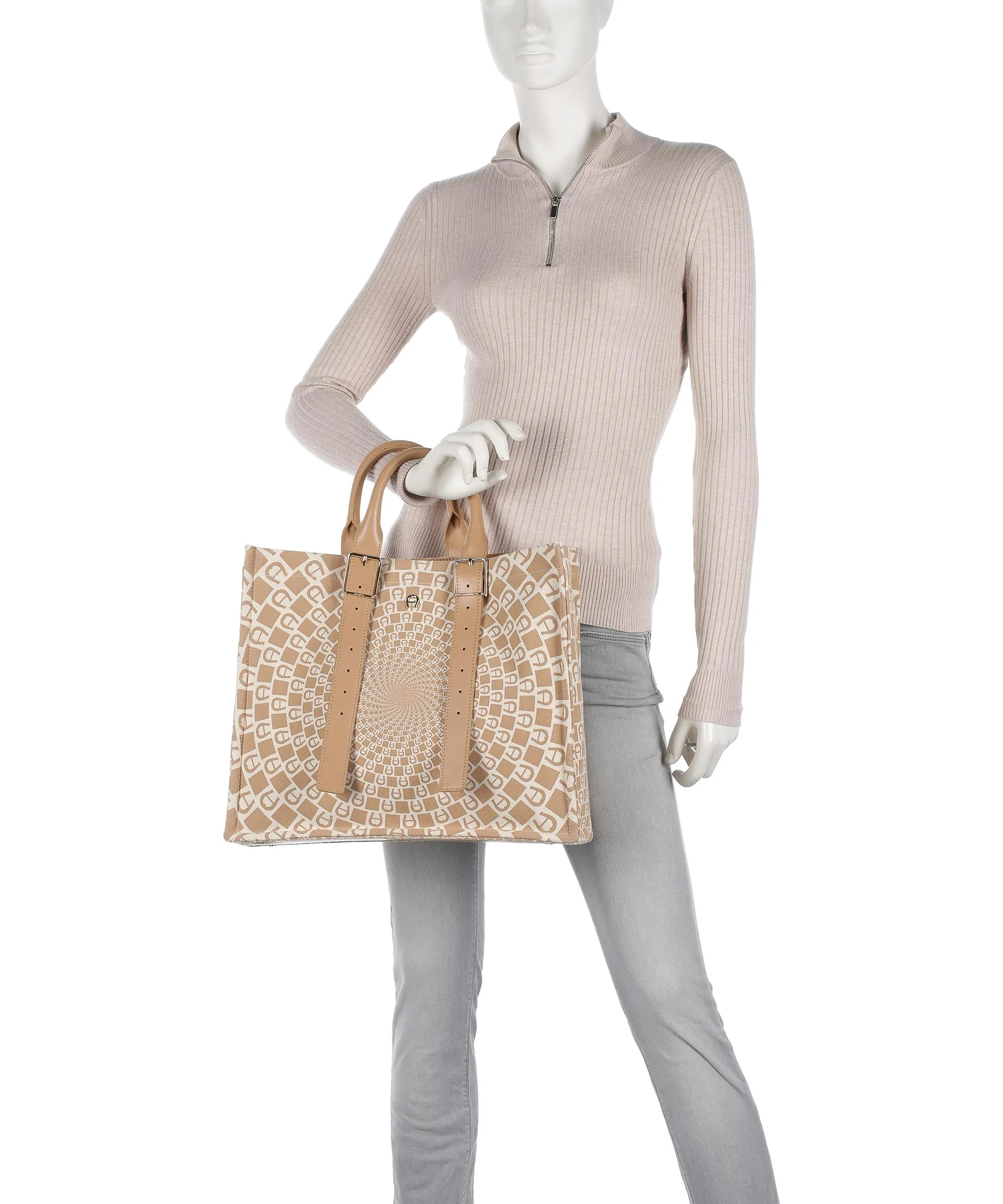  Aigner Jolene L Borsa shopper cotone marrone/avorio  