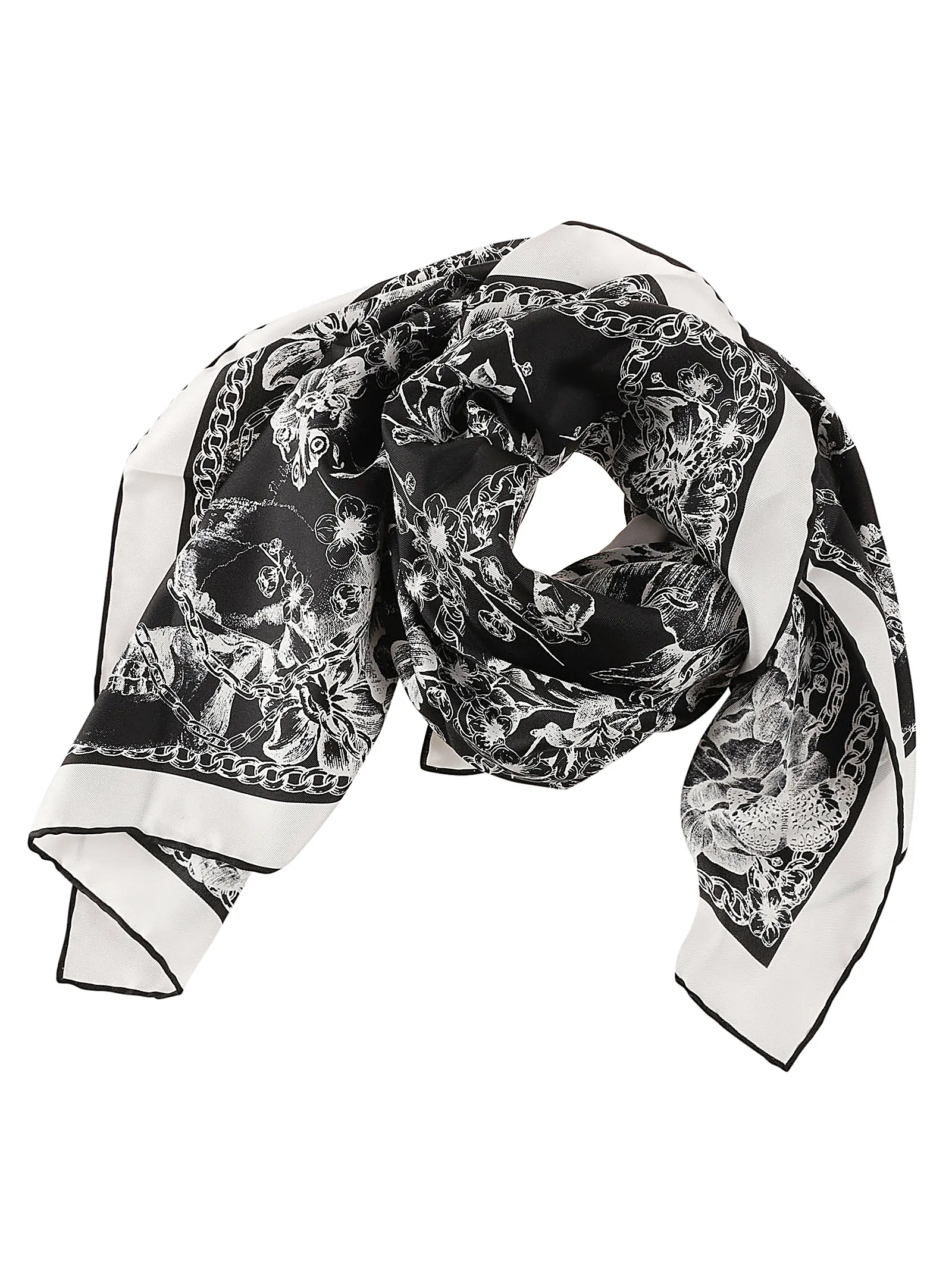ALEXANDER McQUEENFO BLOSSOM SKULL 90x90 Black/ivory