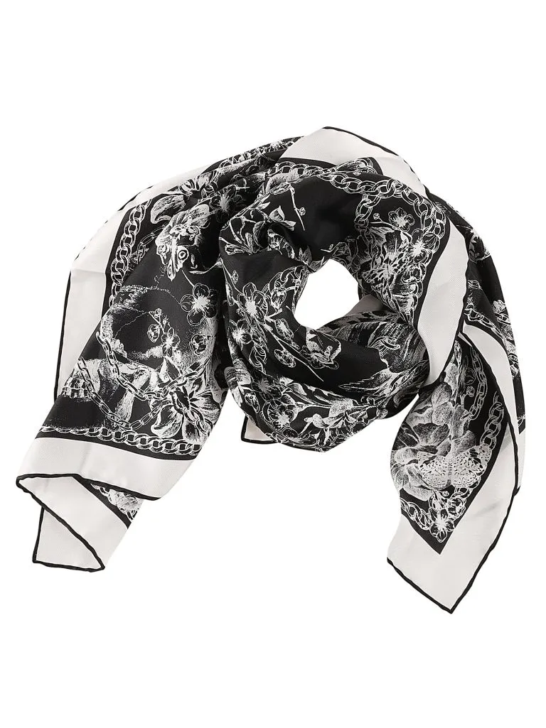 ALEXANDER McQUEENFO BLOSSOM SKULL 90x90 Black/ivory
