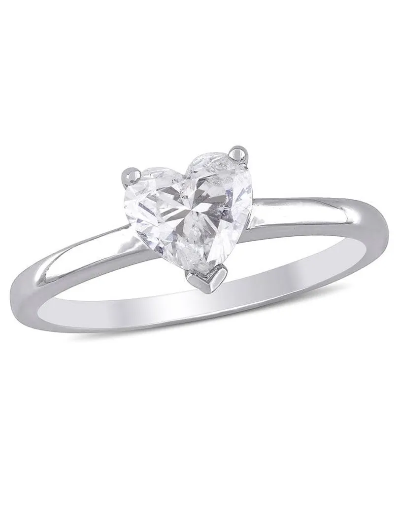 Anello Diamante Taglio Cuore di 0.50 carati in Oro Bianco 18k