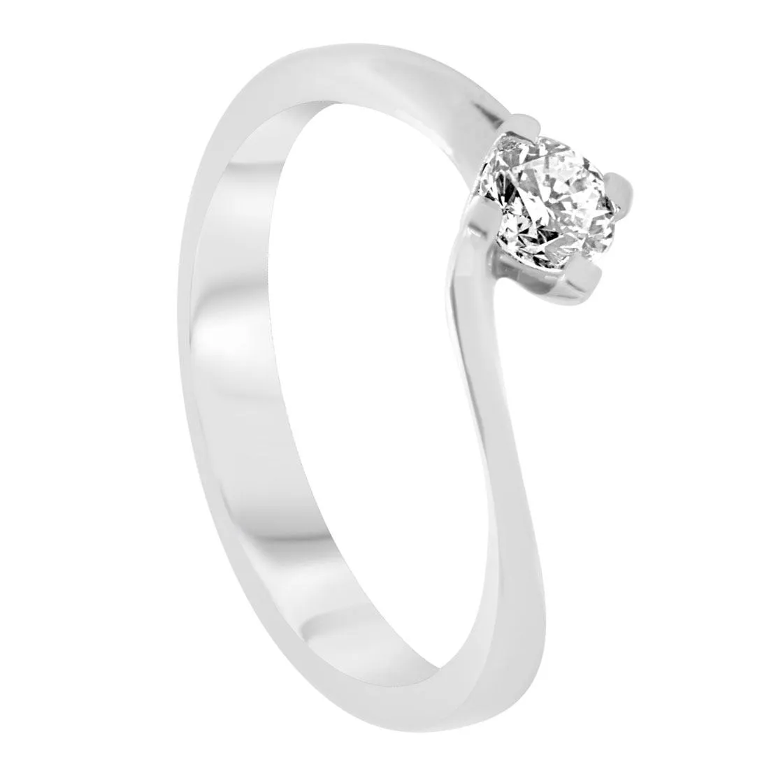 Anello solitario in oro bianco con diamante 0,25 ct mis 15
