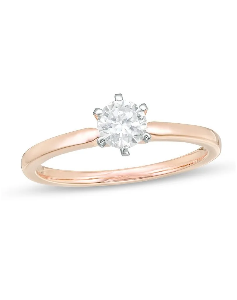 Anello tipo Solitario in oro rosa 18k con diamanti, pietra centrale da 1 ct. SG71518