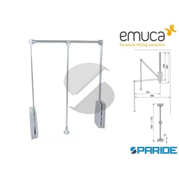 APPENDIABITI SALISCENDI ARMADI REGOLABILE 830-1150 12 KG CROMATO 9283911 EMUCA