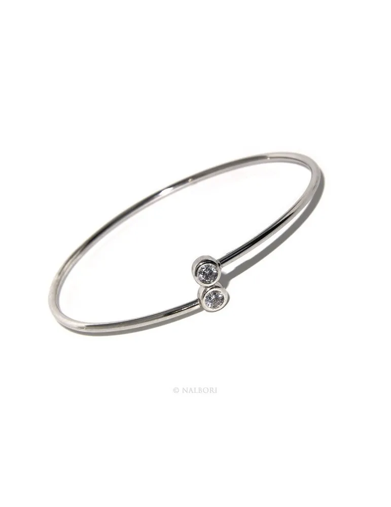 ARGENTO 925 : Bracciale donna schiava orecchini anello zirconi naturali bianco crystal  brillante