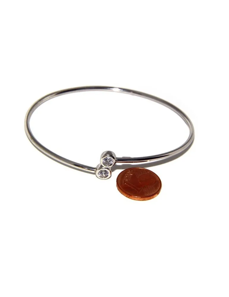 ARGENTO 925 : Bracciale donna schiava orecchini anello zirconi naturali bianco crystal  brillante