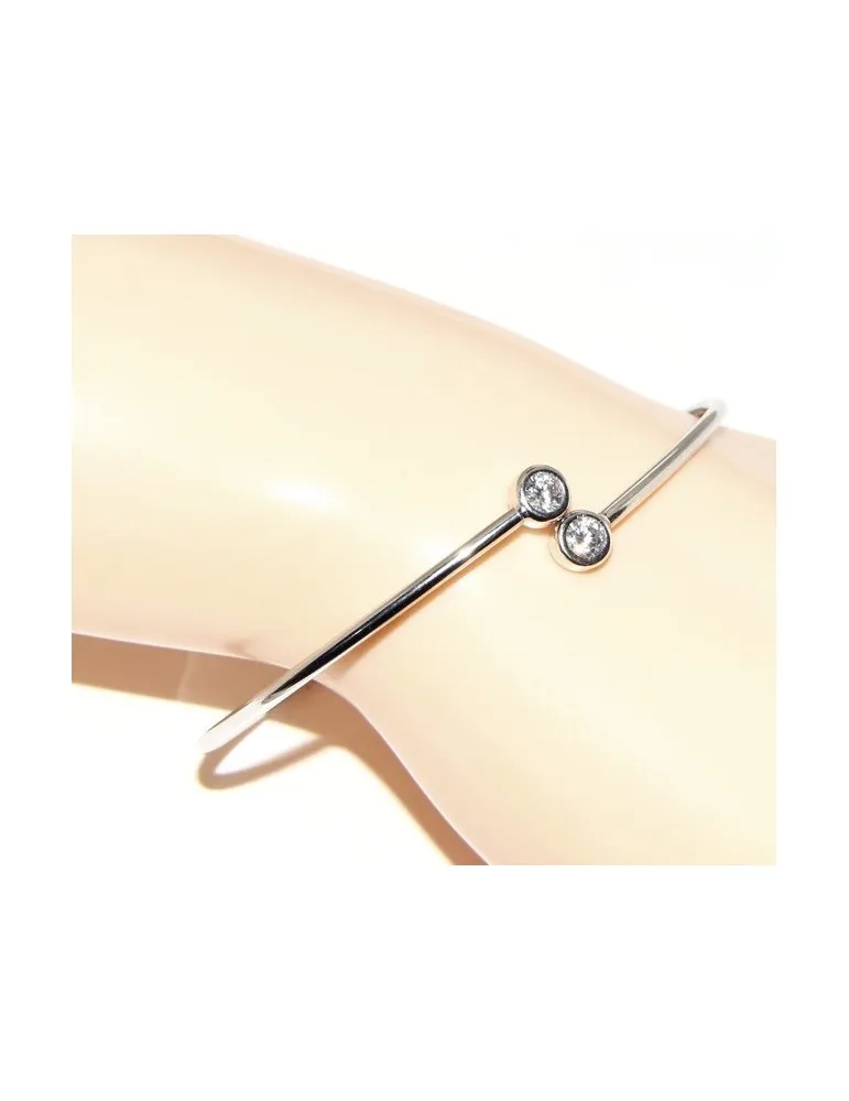ARGENTO 925 : Bracciale donna schiava orecchini anello zirconi naturali bianco crystal  brillante
