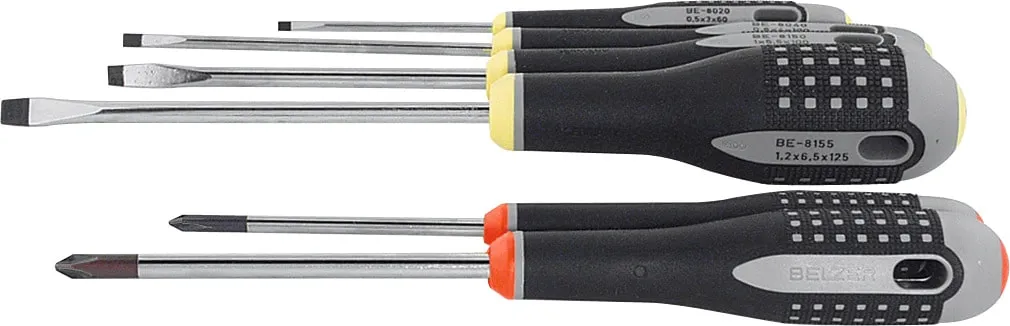 BAHCO - Set di 6 giraviti ergonomici per viti con intaglio e Phillips, Numero di giraviti: 4/2