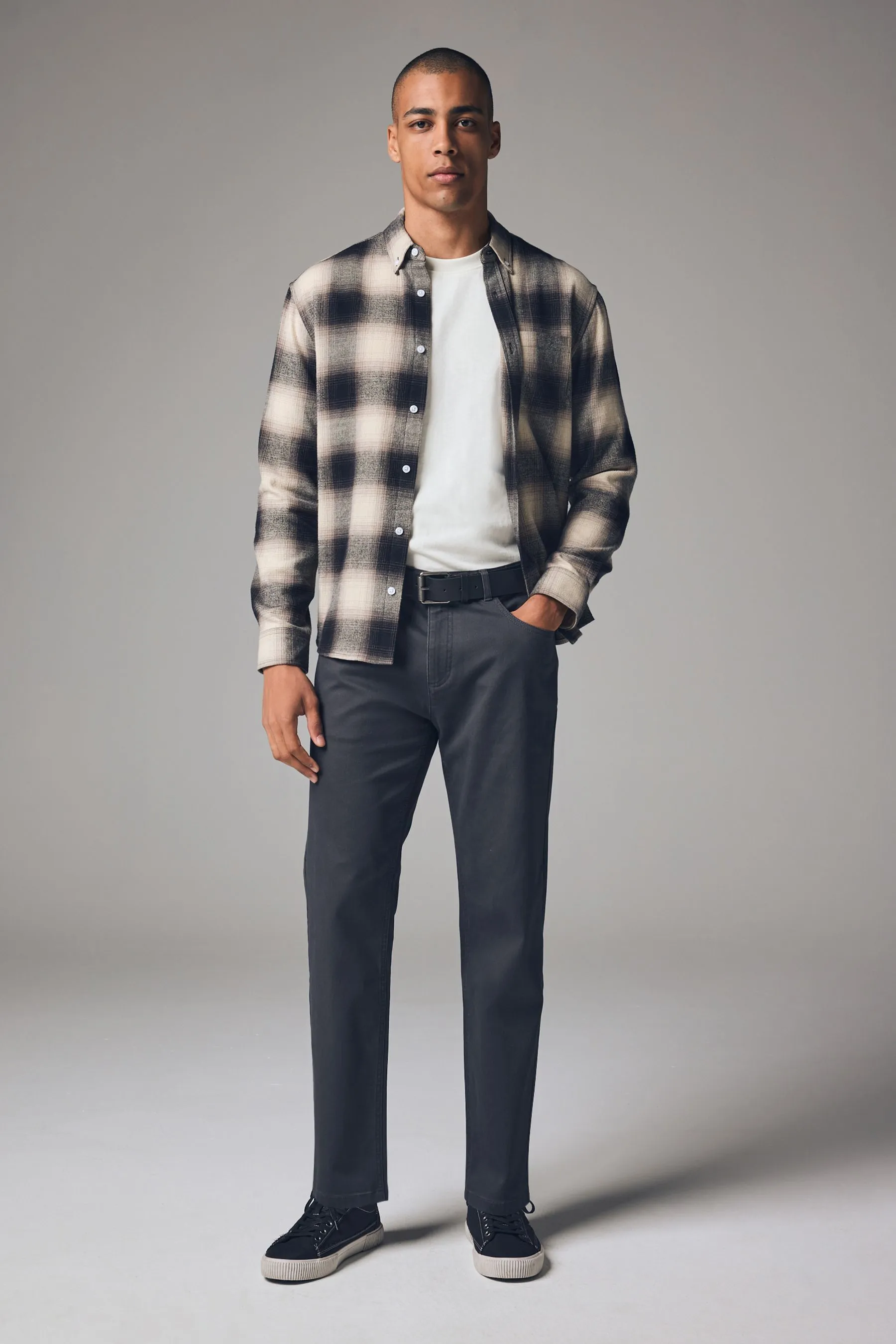 Belted Textured 5 Pocket Trousers    
