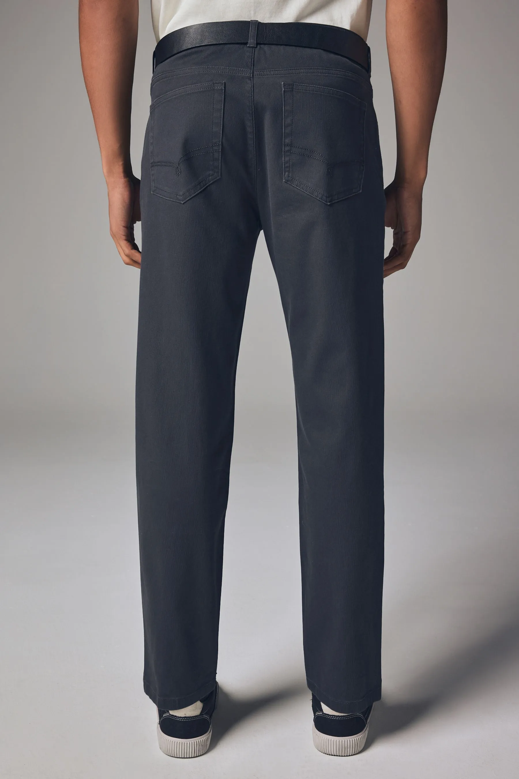 Belted Textured 5 Pocket Trousers    