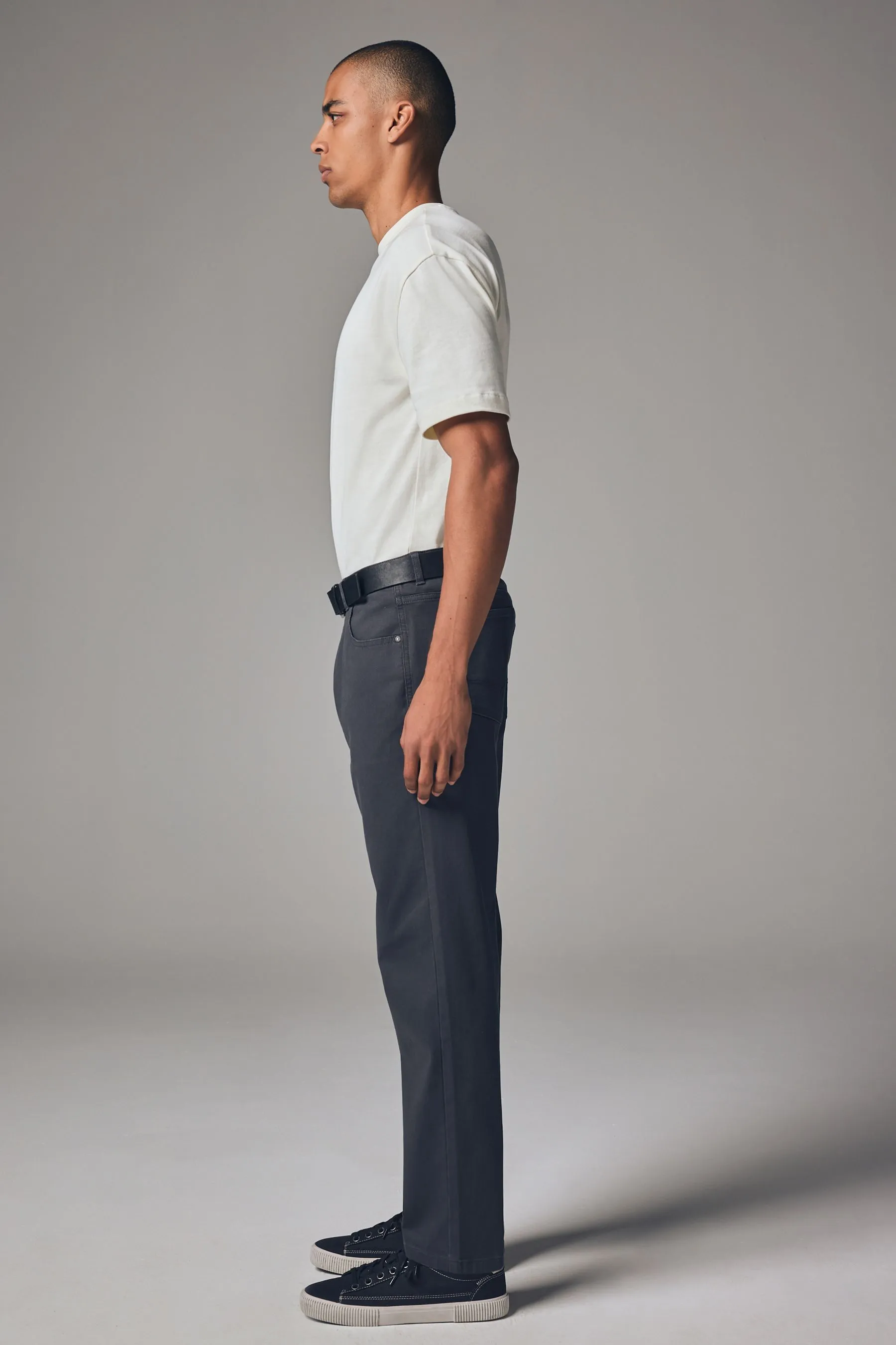 Belted Textured 5 Pocket Trousers    