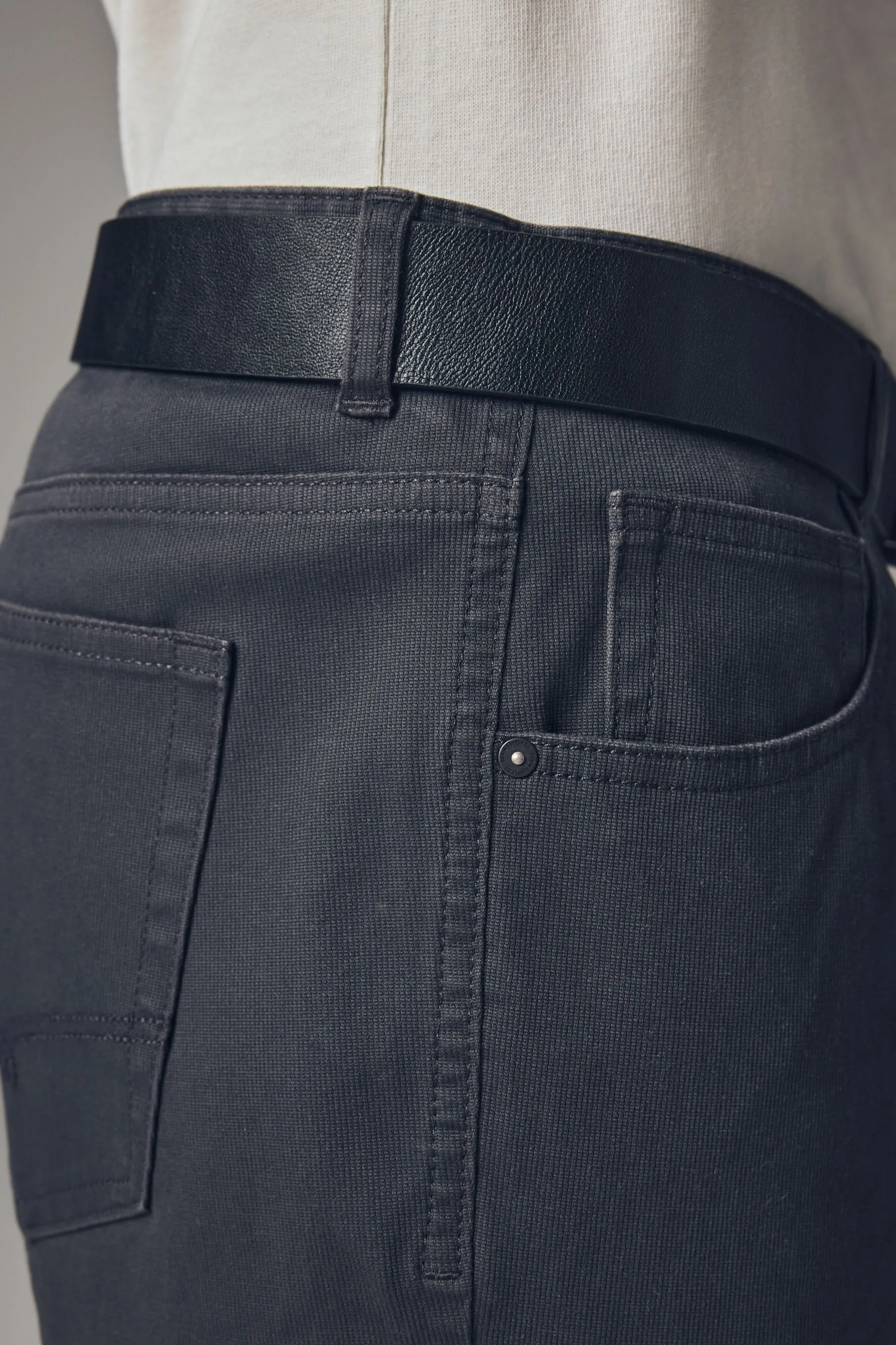 Belted Textured 5 Pocket Trousers    