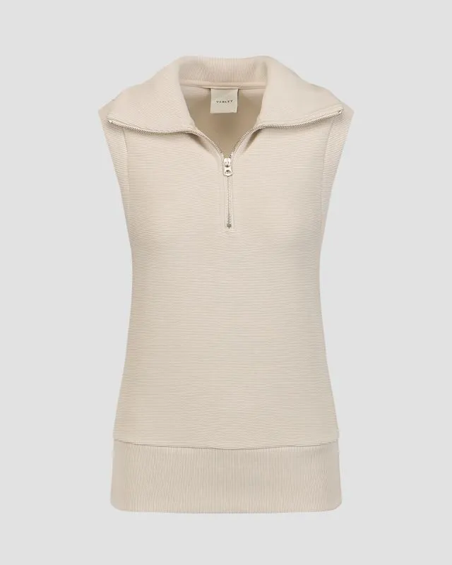 Beżowy top damski Varley Bonnie Half Zip Tank var01761-mobe