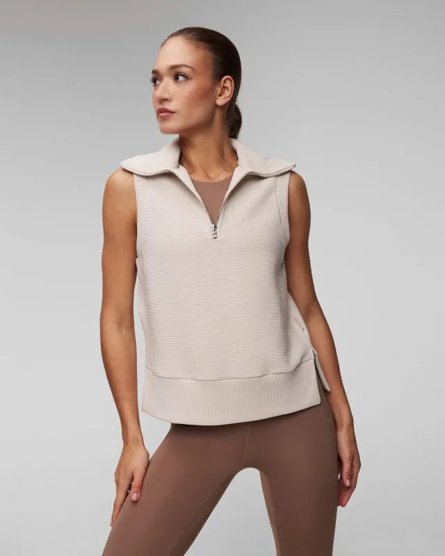 Beżowy top damski Varley Bonnie Half Zip Tank var01761-mobe