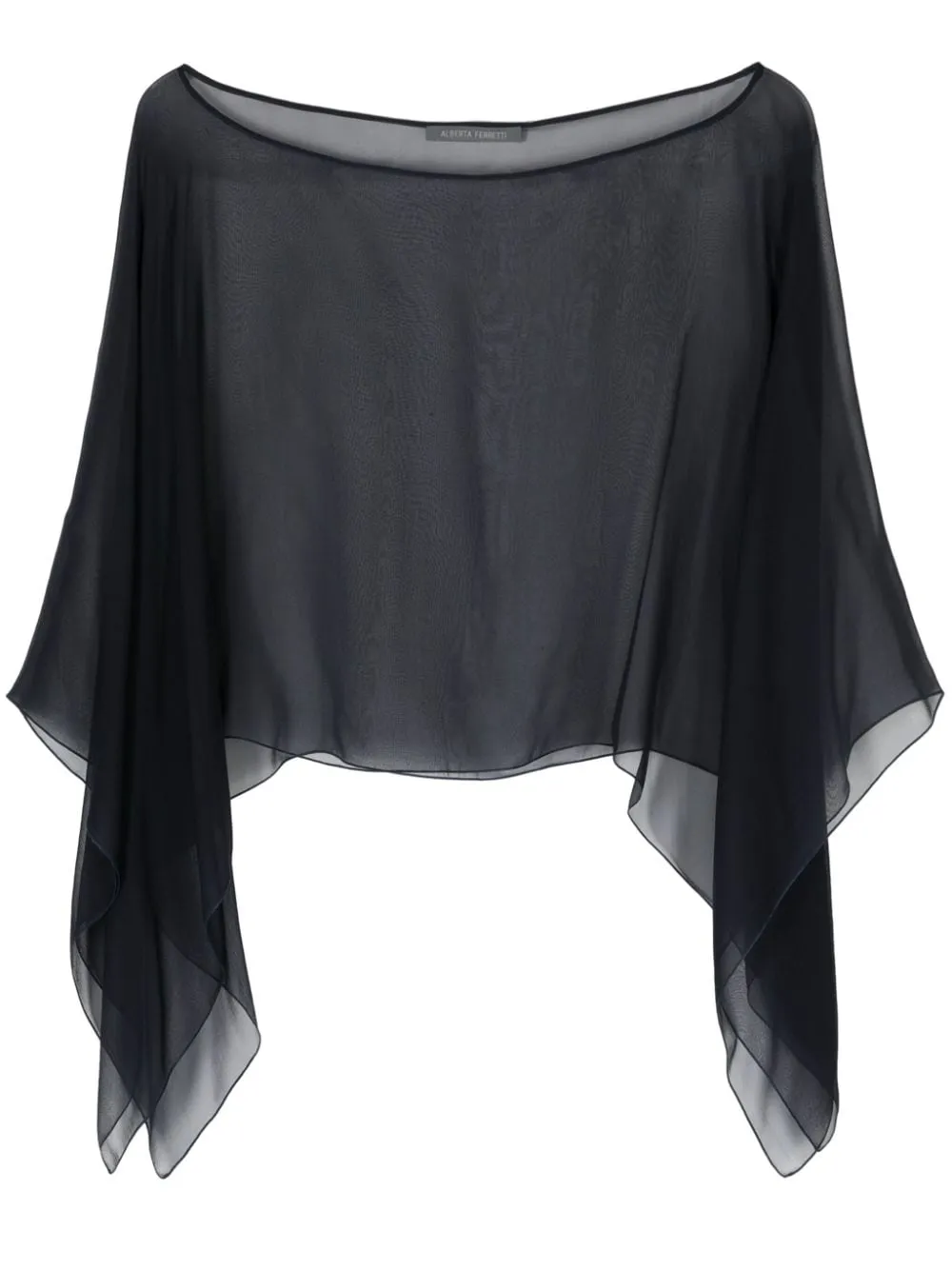 Blusa a mantella semi-trasparente in blu - donna