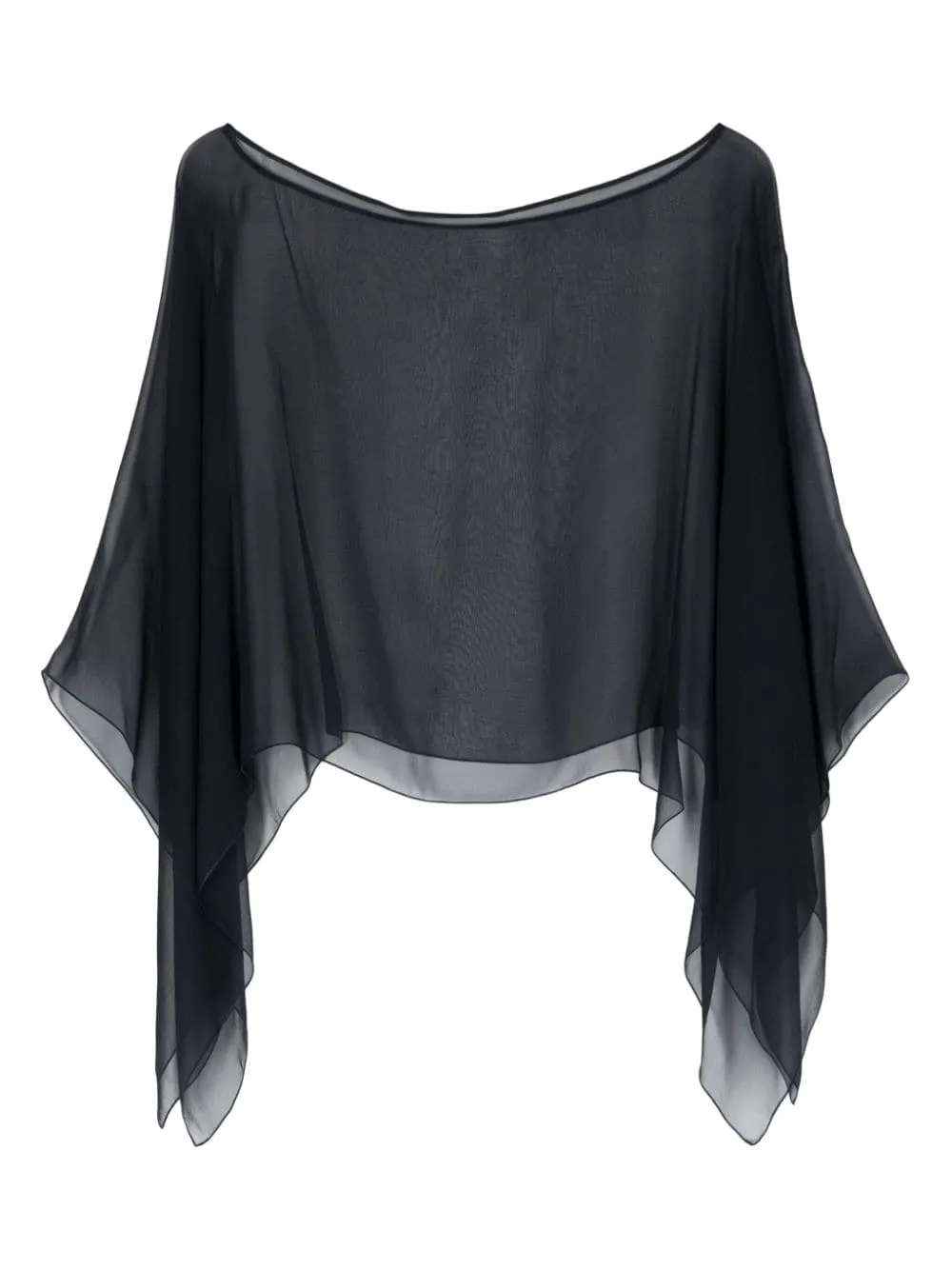 Blusa a mantella semi-trasparente in blu - donna