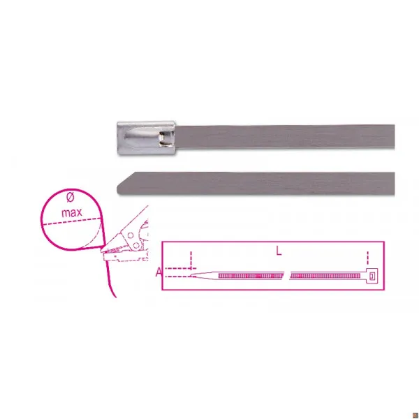 BMS3745 - CF. 100PZ FASCETTE AUTOBLOCC. INOX 4,6X360 BETA UTENSILI