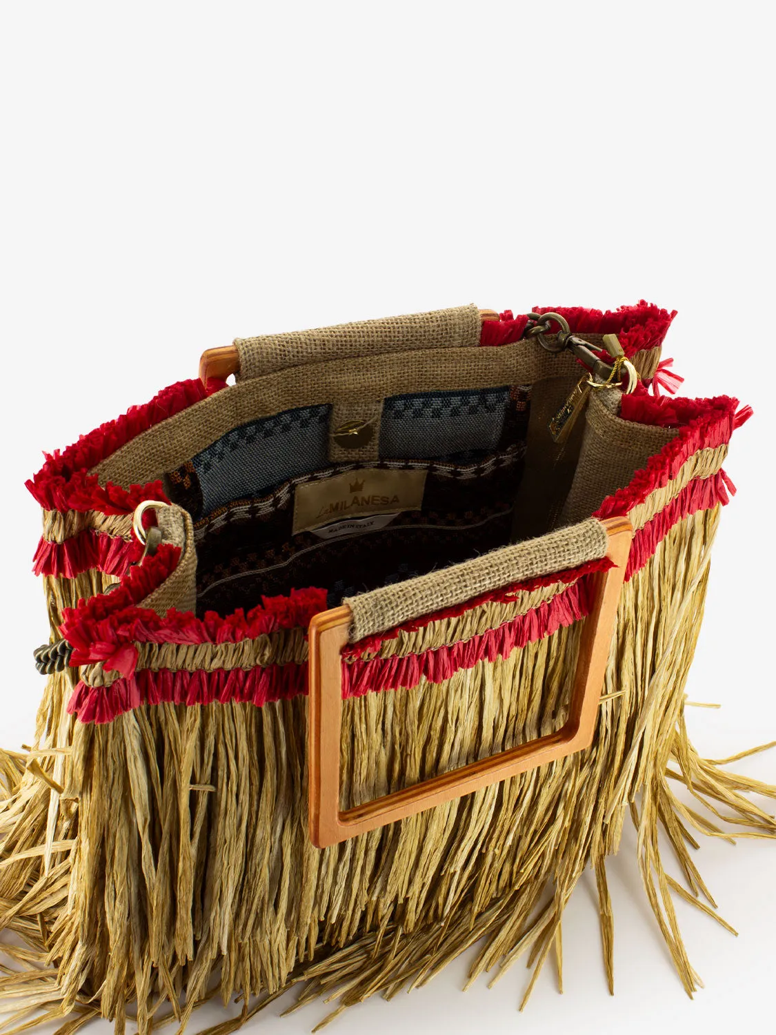 Borsa rafia Caipiroska media legno