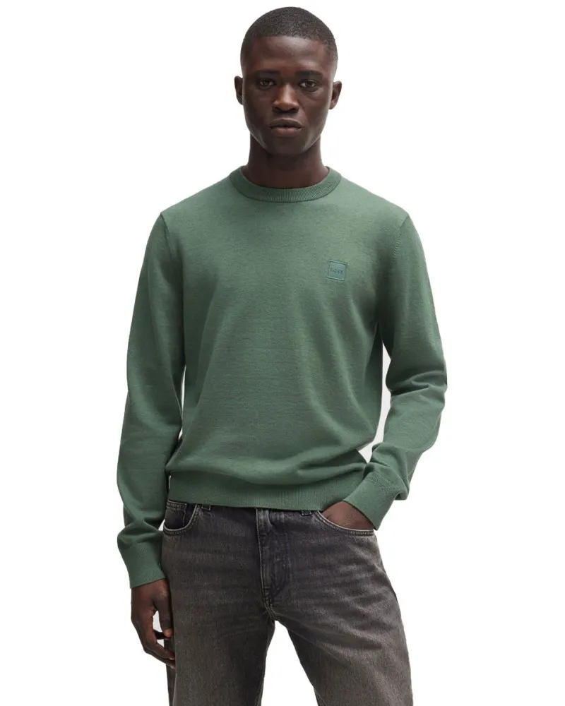BOSS Maglia liscia girocollo e toppa logo