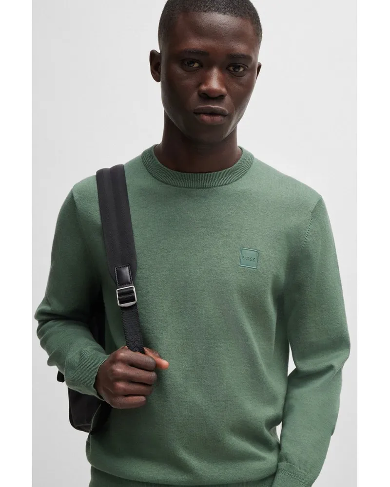 BOSS Maglia liscia girocollo e toppa logo
