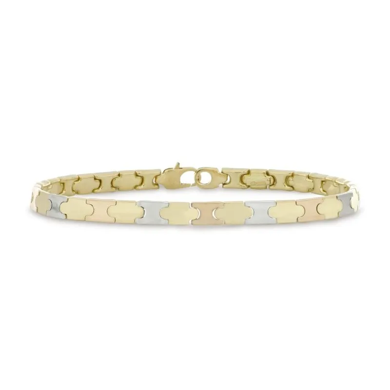 BRACCIALE DA UOMO IN ORO BIANCO GIALLO E ROSA 18 KT