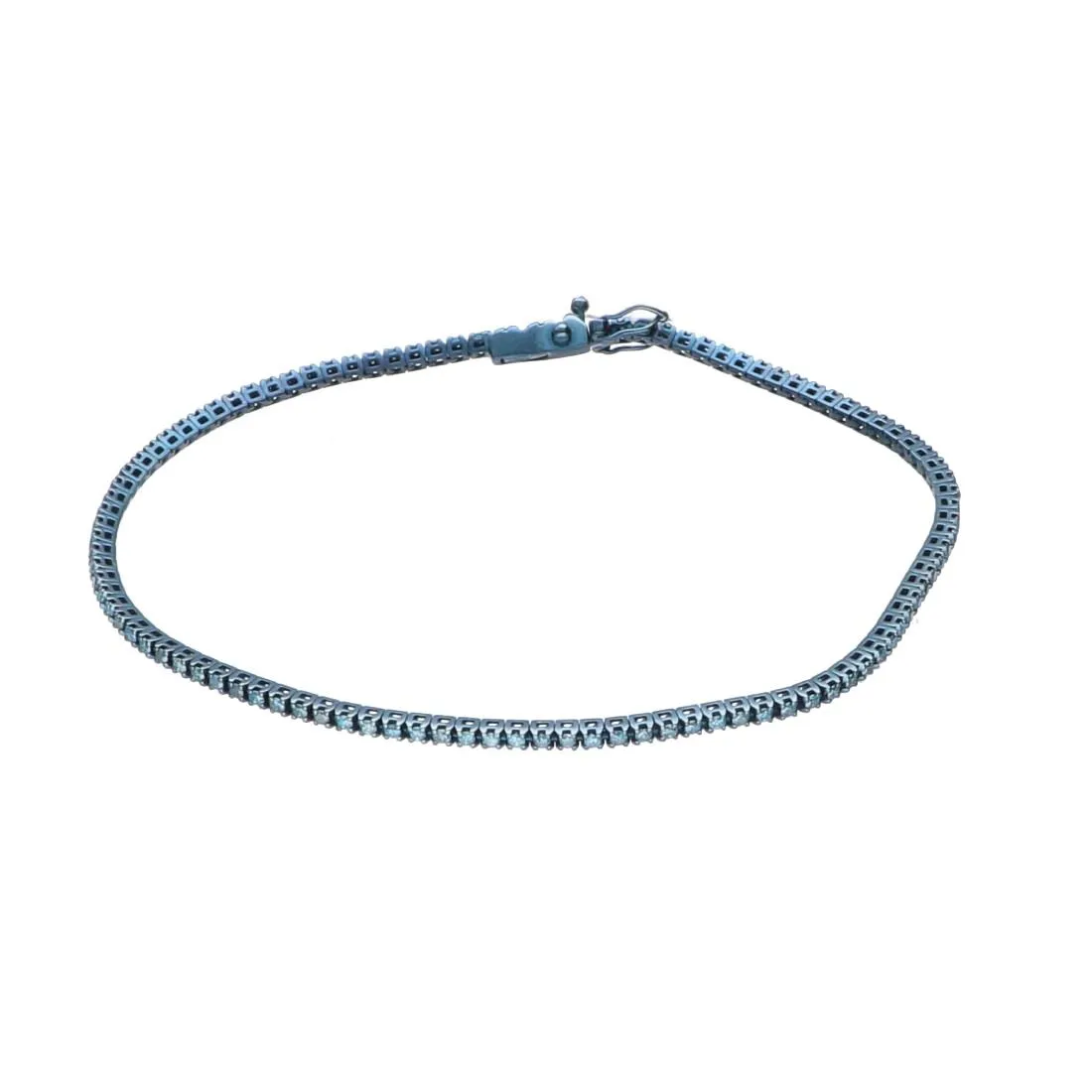 Bracciale tennis in oro con diamanti natuarli blu trattati