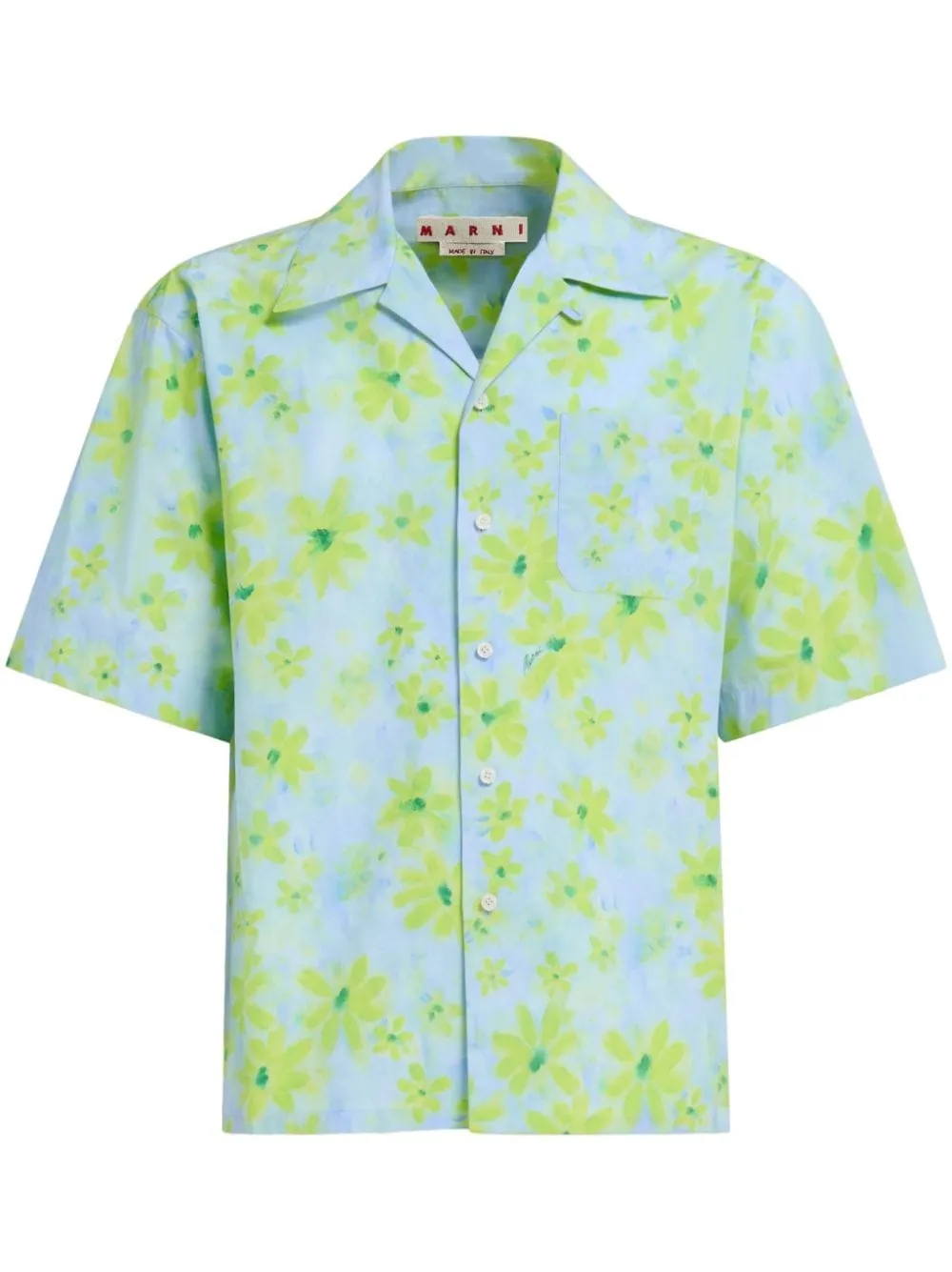 Camicia a fiori in blu e verde - uomo