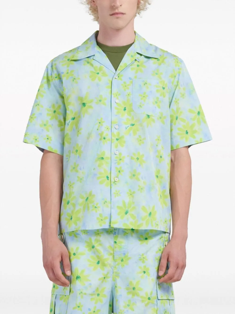 Camicia a fiori in blu e verde - uomo