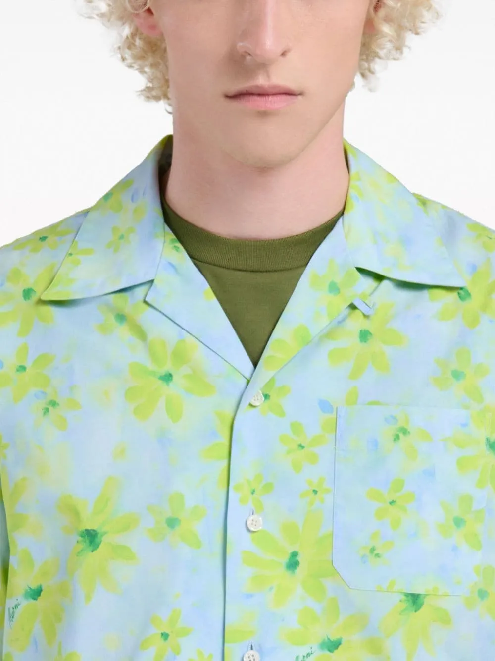 Camicia a fiori in blu e verde - uomo