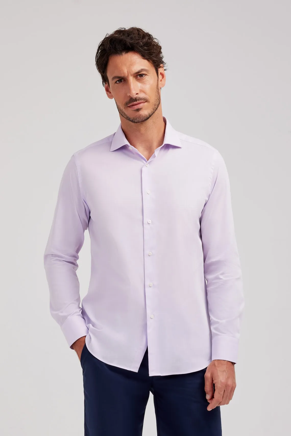CAMICIA  CLASSICA IN TWILL LILLA