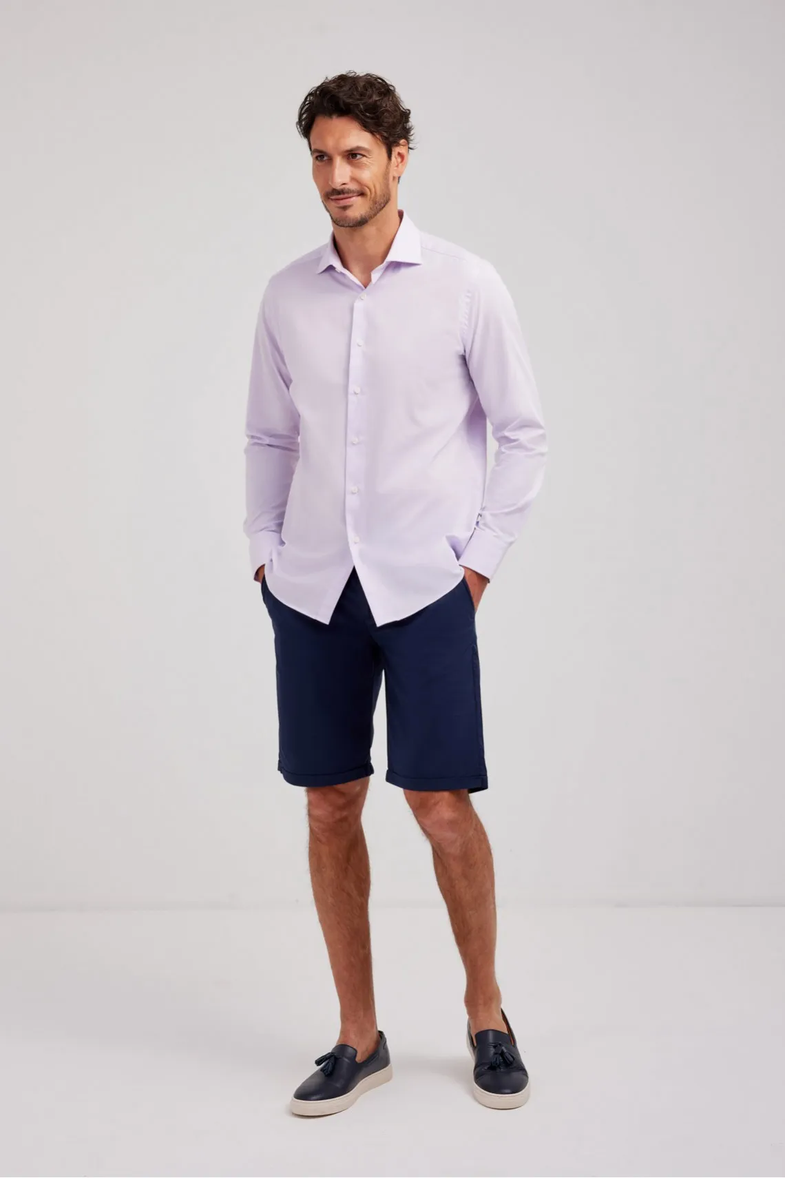 CAMICIA  CLASSICA IN TWILL LILLA