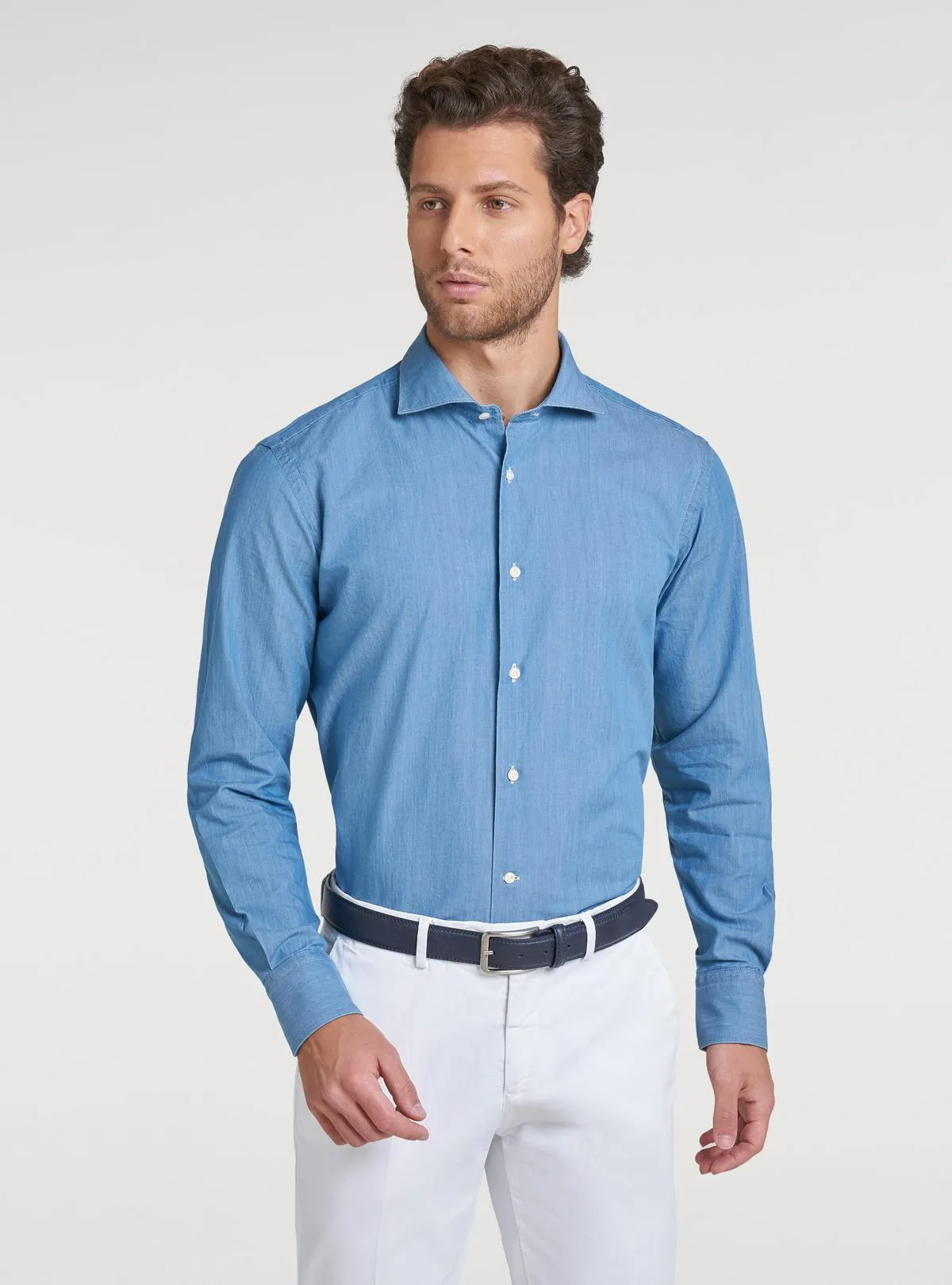   Camicia collo francese in denim      