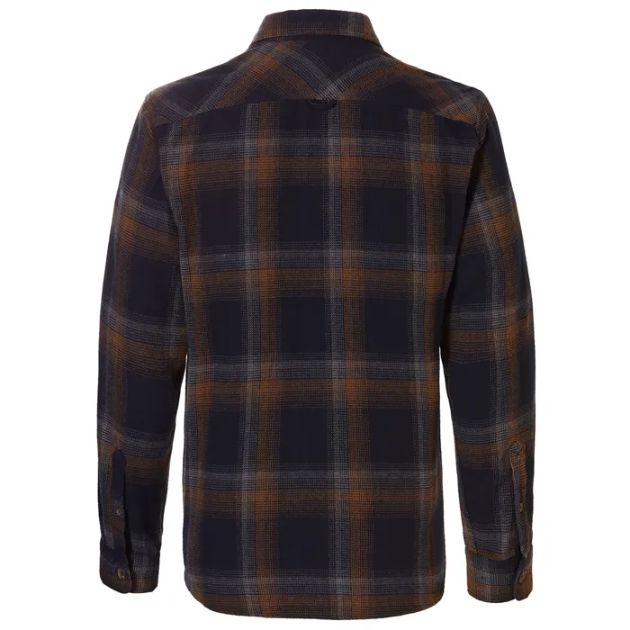 Camicia da camera in flanella a quadri con bottoni e tasche sul petto Cammello