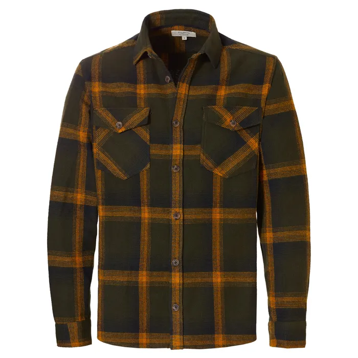 Camicia da camera in flanella a quadri con bottoni e tasche sul petto Verde