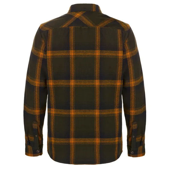 Camicia da camera in flanella a quadri con bottoni e tasche sul petto Verde