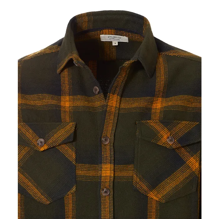 Camicia da camera in flanella a quadri con bottoni e tasche sul petto Verde