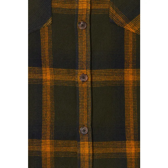 Camicia da camera in flanella a quadri con bottoni e tasche sul petto Verde