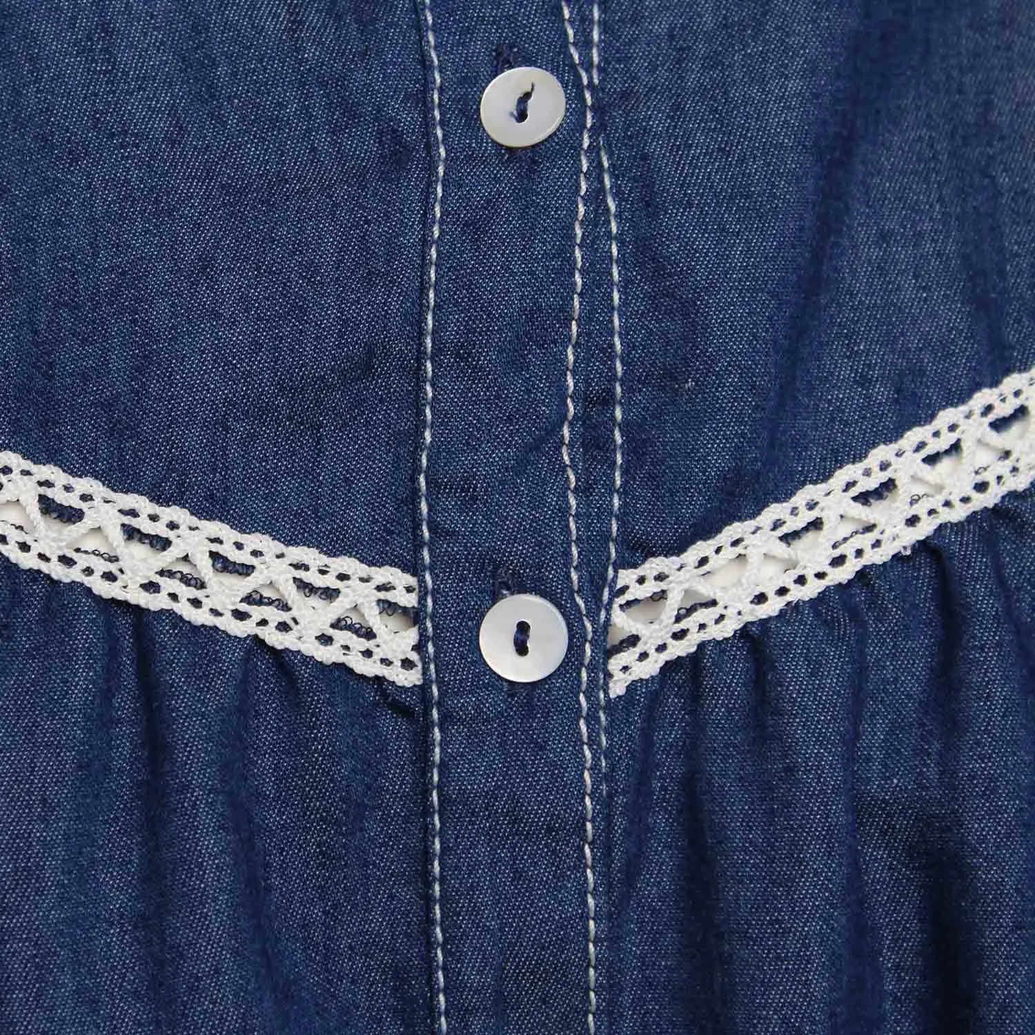 Camicia Denim Con Ricami Floreali