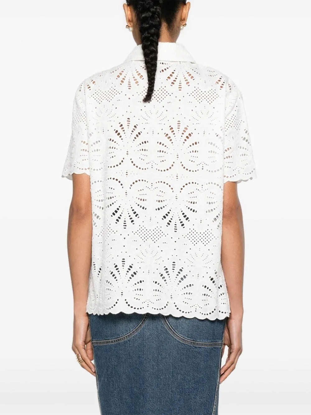 Camicia in broderie-anglaise in bianco - donna