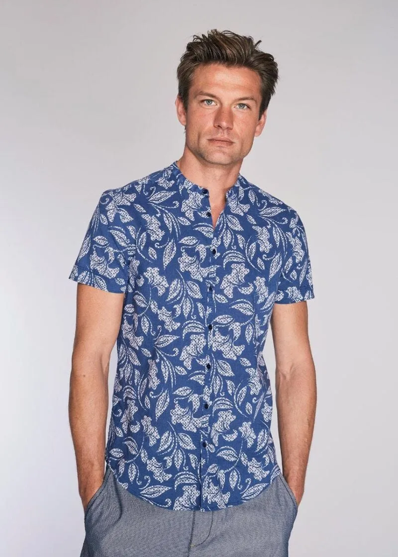 Camicia in cotone e lino a fiori