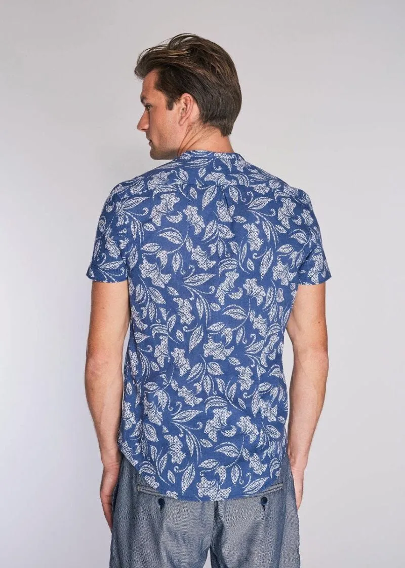 Camicia in cotone e lino a fiori