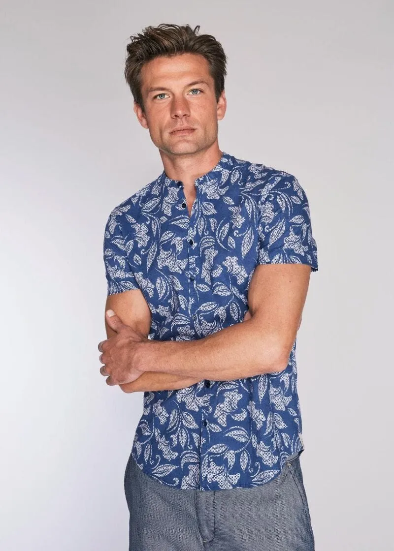 Camicia in cotone e lino a fiori