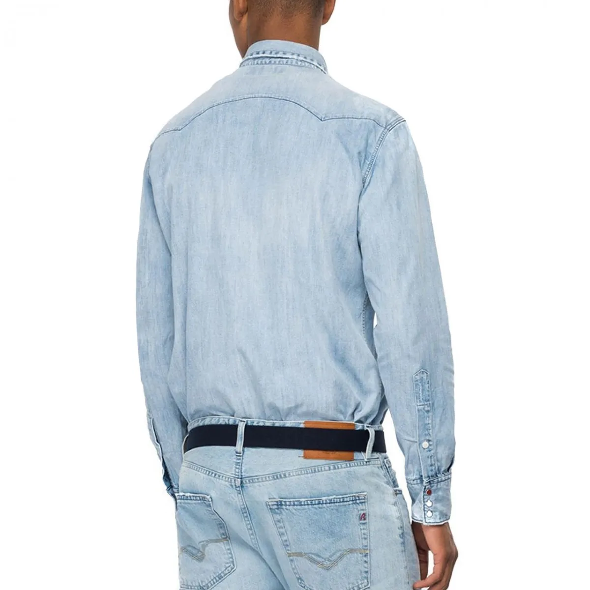 Camicia In Denim Aged, Blu