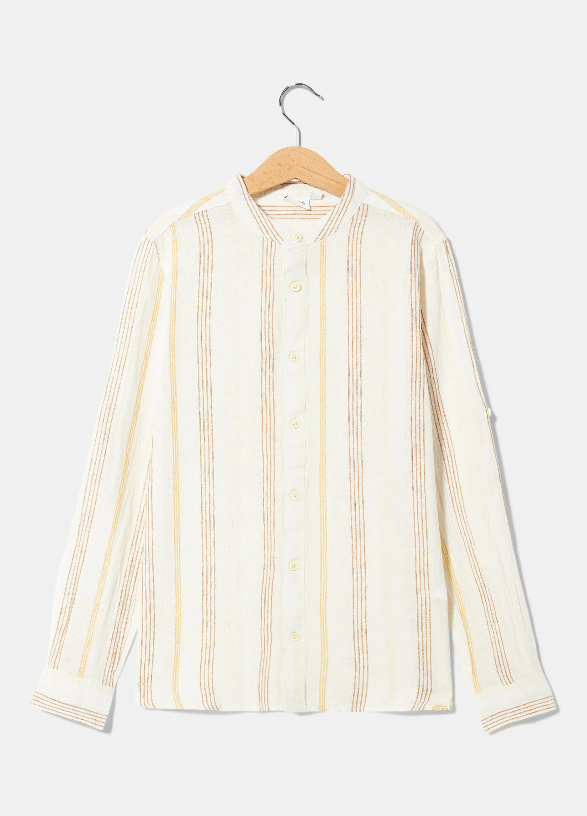 Camicia in misto lino rigata ragazzo