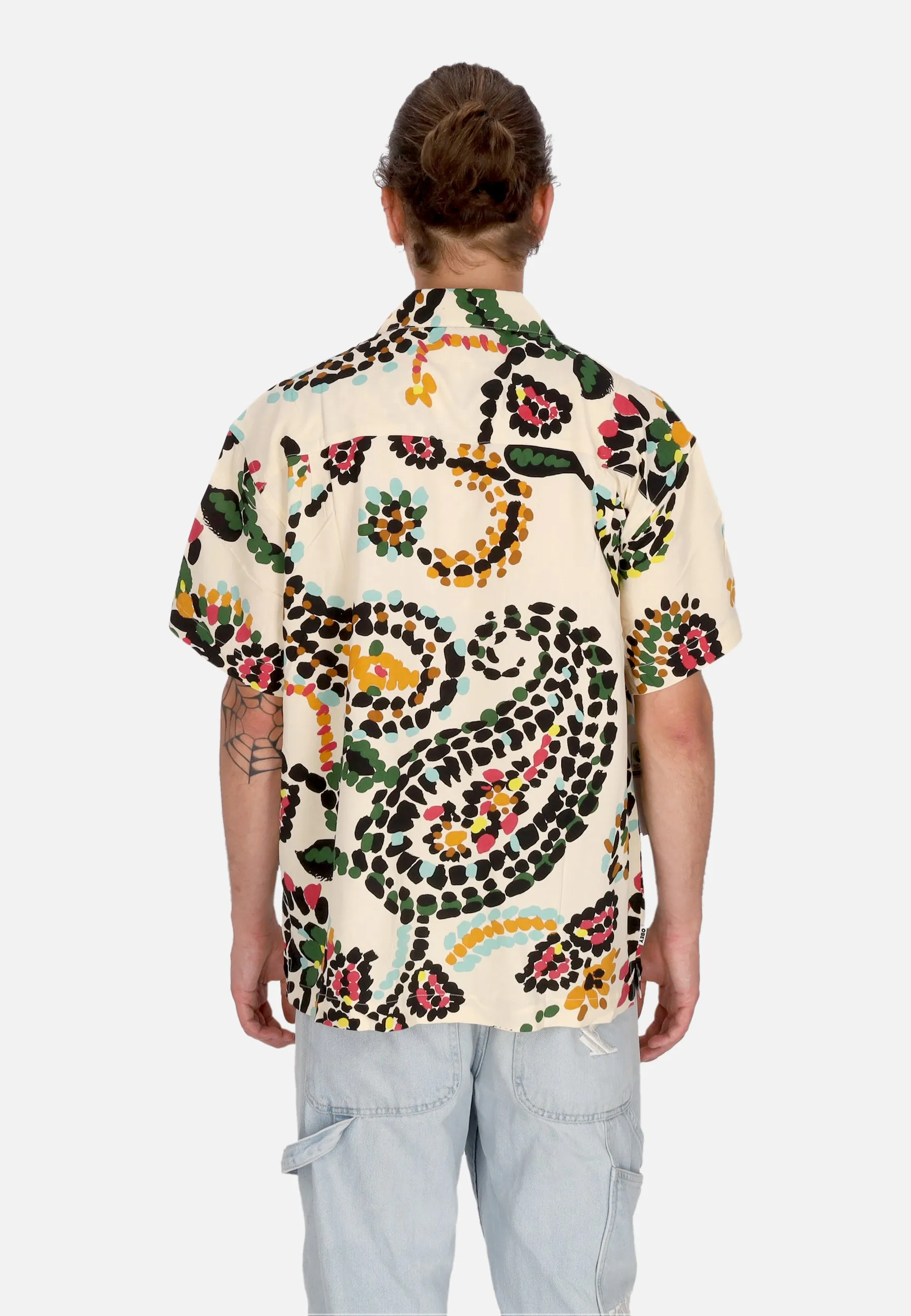 Camicia Manica Corta Uomo Paisley Dots Woven Shirt White Smoke Multi